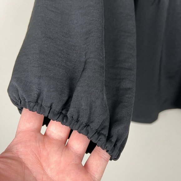 𝅺Lane Bryant Blouse Womens 10/12 Black Long Sleeve Faux Wrap V-Neck‎ Top - Picture 5 of 12